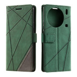 For vivo X90 Pro+ 5G Skin Feel Splicing Horizontal Flip Leather Phone Case(Green)