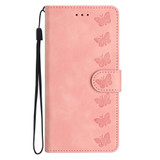 For Xiaomi Redmi Note 11 5G Seven Butterflies Embossed Leather Phone Case(Pink)