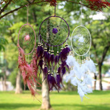 Creative Weaving Crafts Car Ornaments Dreamcatcher Wall Hanging Jewelry(White)