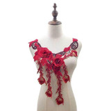 Lace Embroidery Collar Flower Three-dimensional Jollow Color Collar DIY Clothing Lace Accessories(Red)