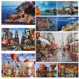 1000 Pieces Adult Puzzles Scenic Spots Series Pape Puzzle Toy(Flower Street)