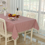 Cloth Cotton Dining Tablecloth Decoration Cloth, Size:70x70cm(Rose Red Stripe)
