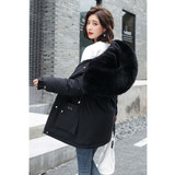 Down Jacket, Cotton-padded Jacket, Lamb Hair Liner, Overcoming The Waist Thickened Jacket (Color:Black Size:XXL)