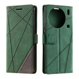 For vivo X90 Pro 5G Skin Feel Splicing Horizontal Flip Leather Phone Case(Green)