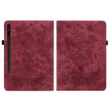 For Samsung Galaxy Tab S8+ / S7+ / S7 FE Butterfly Rose Embossed Leather Tablet Case(Red)