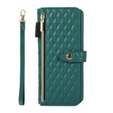 For Samsung Galaxy Z Fold4 Crossbody Diamond Lattice Folding Leather Phone Case(Dark Green)