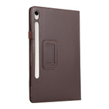For Samsung Galaxy Tab S9 Ultra Litchi Texture Leather Tablet Case with Holder(Brown)