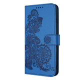 For OPPO Reno8 Pro Datura Flower Embossed Flip Leather Phone Case(Blue)