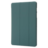 For Samsung Galaxy Tab S9 3-Fold Holder Silicone Leather Tablet Case(Dark Green)
