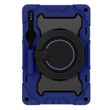 For Samsung Galaxy Tab S9+ Armor Portable Rotating Ring Holder Silicone Tablet Case(Navy Blue)