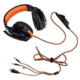 EACH G2000 Over-ear Stereo Bass Gaming Headset with Mic & LED Light for Computer, Cable Length: 2.2m(Orange)