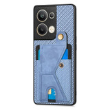 For OPPO Reno9 Pro+ Carbon Fiber Wallet Flip Card K-shaped Holder Phone Case(Blue)