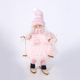 Christmas Wool Plush Doll Ski Girl Decorative Pendant(Pink)