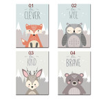 Animal Poster Painting Cartoon Nursery Wall PictureBaby Kids Room Decoration without Frame, Size:40x50cm(Deer)