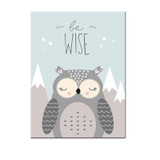 Animal Poster Painting Cartoon Nursery Wall PictureBaby Kids Room Decoration without Frame, Size:40x50cm(Owl)