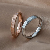3 PCS Fashion Simple Narrow BE THECHANGE Ring Electroplated 18k Titanium Steel Couple Ring, Size: 4 US Size(Rose Gold)