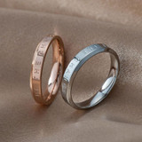 3 PCS Fashion Simple Narrow BE THECHANGE Ring Electroplated 18k Titanium Steel Couple Ring, Size: 5 US Size(Rose Gold)