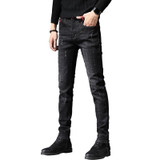 Autumn and Winter Men Jeans Thickened Warm Slim Chinos, Size: 38(1619 Black General)