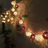 20 LEDs Rattan Balls Lights Fairy Holiday Christmas Outdoor LED Decorative Lamp, Style:4m Battery Style(Coffee +White)