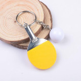 2 PCS Creative Metal table Tennis Keychain Handmade Jewelry Gift Sports Keychain, Specification:22.86.5cm(Yellow)