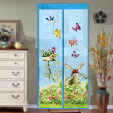 Magic Curtain Magnetic Snap Fly Bug Insect Mosquito Screen Net For Bedroom kitchen, Size:90x210cm(Sky Blue)