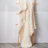 Handmade Thick Wool Knitted Blanket Sofa Chenille Stick Knitted Blanket, Size: 80 x 100 CM(Custard)