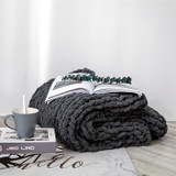 Handmade Thick Wool Knitted Blanket Sofa Chenille Stick Knitted Blanket, Size: 80 x 100 CM(Dark Gray)