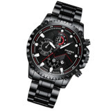 FNGEEN 5757 Men Waterproof Sports Fashion Stainless Steel Watch(Black Steel Black Surface)
