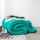 Handmade Thick Wool Knitted Blanket Sofa Chenille Stick Knitted Blanket, Size: 80 x 100 CM(Green)