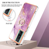 For Xiaomi Poco F5 Pro 5G / Redmi K60 Electroplating Marble IMD TPU Phone Case with Ring Holder(Purple 001)