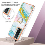 For Xiaomi Poco F5 Pro 5G / Redmi K60 Electroplating Marble IMD TPU Phone Case with Ring Holder(Green 004)