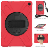 For Amazon Kindle Fire HD 10 2021 Silicone + PC Protective Case with Holder & Shoulder Strap(Red)