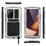 For Samsung Galaxy Note 20 Ultra R-JUST Shockproof Waterproof Dust-proof Metal + Silicone Protective Case with Holder(Silver)