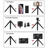 PULUZ Pocket Mini Plastic Tripod Mount with Phone Clamp for Smartphones(Black)