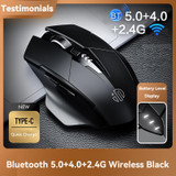 Inphic A1 6 Keys 1000/1200/1600 DPI Home Gaming Wireless Mechanical Mouse, Colour: Black Wireless+Bluetooth 4.0+Bluetooth 5.0