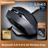 Inphic A1 6 Keys 1000/1200/1600 DPI Home Gaming Wireless Mechanical Mouse, Colour: Gray Wireless+Bluetooth 4.0+Bluetooth 5.0