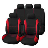 9 in 1 Universal Four Seasons Anti-Slippery Cushion Mat Set for 5 Seat Car, Style: Stitches (Red)