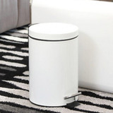 Fashion Round Stainless Steel Household Hotel Office Covered Pedal Trash Bin, Size: 7L(White)