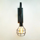 40W Grenade Retro Wrought Iron Pulley Lifting Wall Lamp Corridor Aisle Porch Wall Lamp(Black No Bulb)