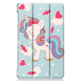For Lenovo Tab M8 3rd Gen Colored Drawing Pattern Horizontal Flip Leather Case with Three-folding Holder(Unicorn)