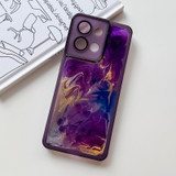 For OPPO Reno8 Oil Painting Electroplating TPU Phone Case(Purple)