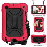 For Samsung Galaxy Tab A 8.4 (2020) Shockproof  PC + Silicone Combination Case with Holder & Hand Strap & Shoulder strap(Red+Black)