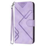 For OPPO Reno8 5G Line Pattern Skin Feel Leather Phone Case(Light Purple)