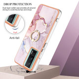 For Xiaomi Poco F5 Pro 5G / Redmi K60 Electroplating Marble IMD TPU Phone Case with Ring Holder(Rose Gold 005)