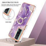 For Xiaomi Poco F5 Pro 5G / Redmi K60 Electroplating Marble IMD TPU Phone Case with Ring Holder(Purple 002)