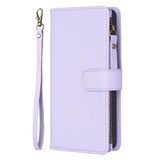 For Xiaomi Redmi Note 11 Pro 9 Card Slots Zipper Wallet Leather Flip Phone Case(Light Purple)