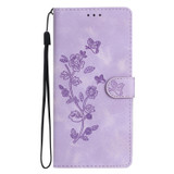 For Xiaomi Redmi Note 11 Pro 5G Global Flower Butterfly Embossing Pattern Leather Phone Case(Purple)