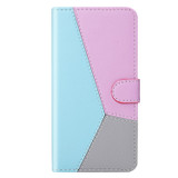 For Xiaomi 12 Pro Tricolor Stitching Horizontal Flip Leather Phone Case(Blue)