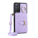 For Xiaomi Redmi Note 11 Pro 4G Horizontal Card Bag Ring Holder Phone Case with Dual Lanyard(Purple)