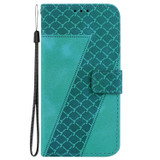 For OPPO Reno9 Pro 7-shaped Embossed Leather Phone Case(Green)